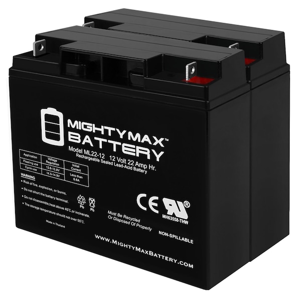 Mighty Max Battery ML22-12 - 12V 22AH Data Shield AT800 Upgrade Replacement Battery - 2PK MAX3436748 - main